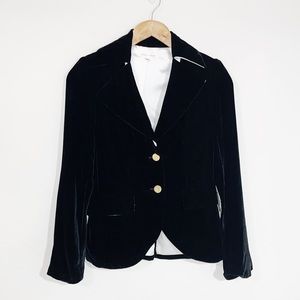 ALICE & OLIVIA Black Velvet/Silk Blazer White Satin Lined & Leather Size XS